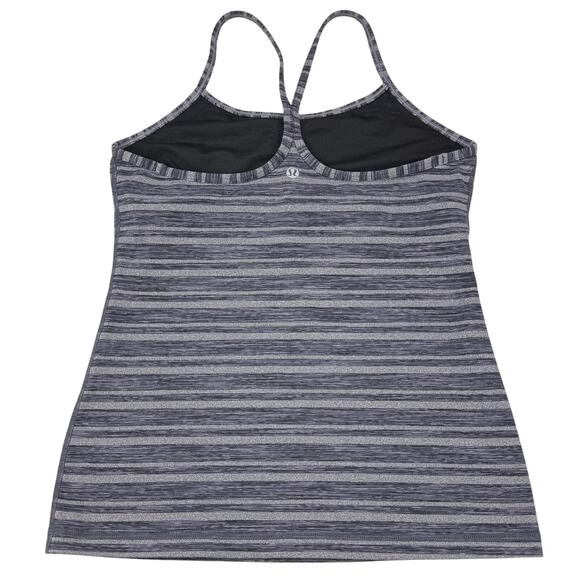 LULULEMON Power Y Tank Size 8 Black Stripes Galore - Picture 6 of 8